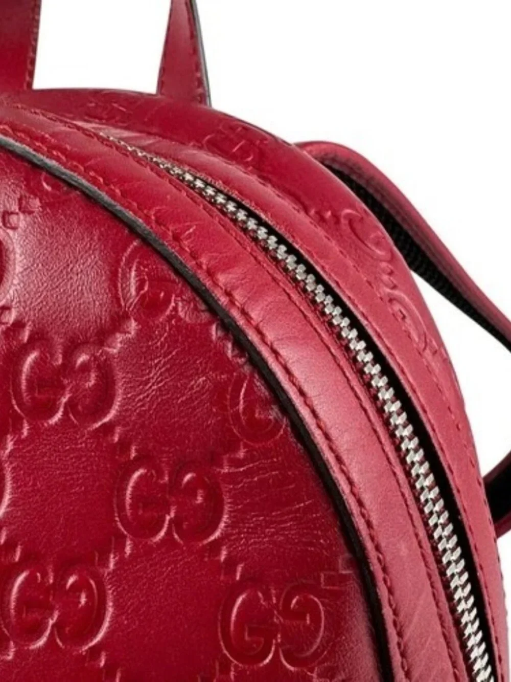 Auth GUCCI Guccisima Backpack Red Leather/Silvertone - z6640 - Picture 8 of 13